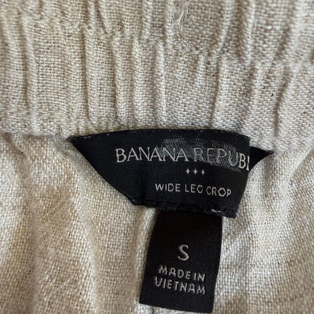 Banana Republic Women's Wide Leg Crop Pants Beige Linen blend Pull On Sz S - Picture 3 of 7